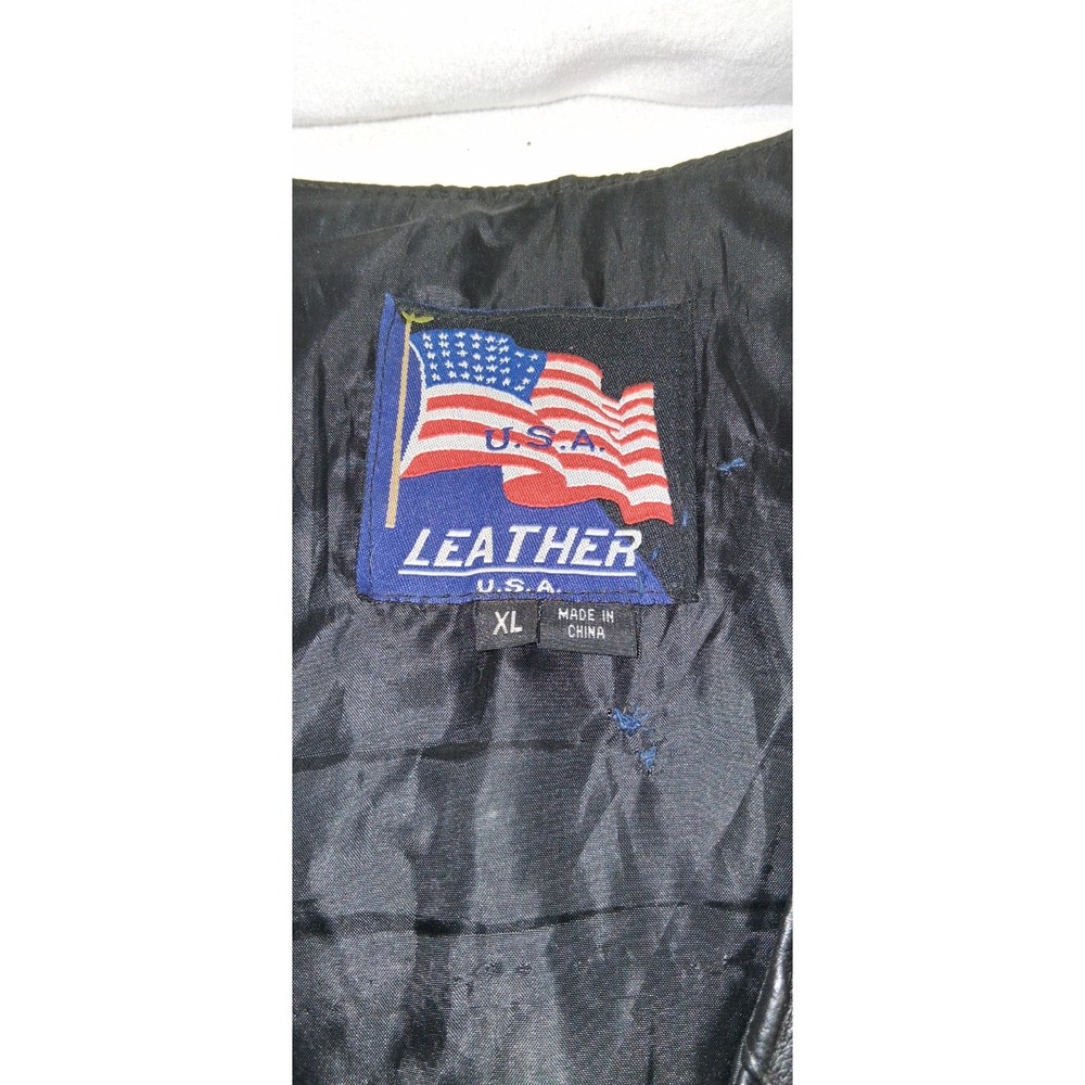 U.S.A Leather Style 201L‎ Men's Black Classic Leather Side-Lace Vest Size XL - Picture 3 of 6